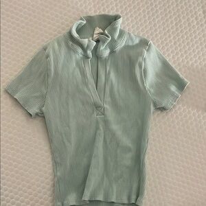 Mint Green Ribbed Short Sleeve Top